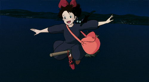 Kiki flying on broom